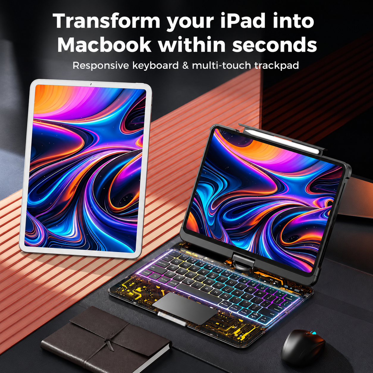 Rotate Pro™ Wireless Keyboard Case for Ipad