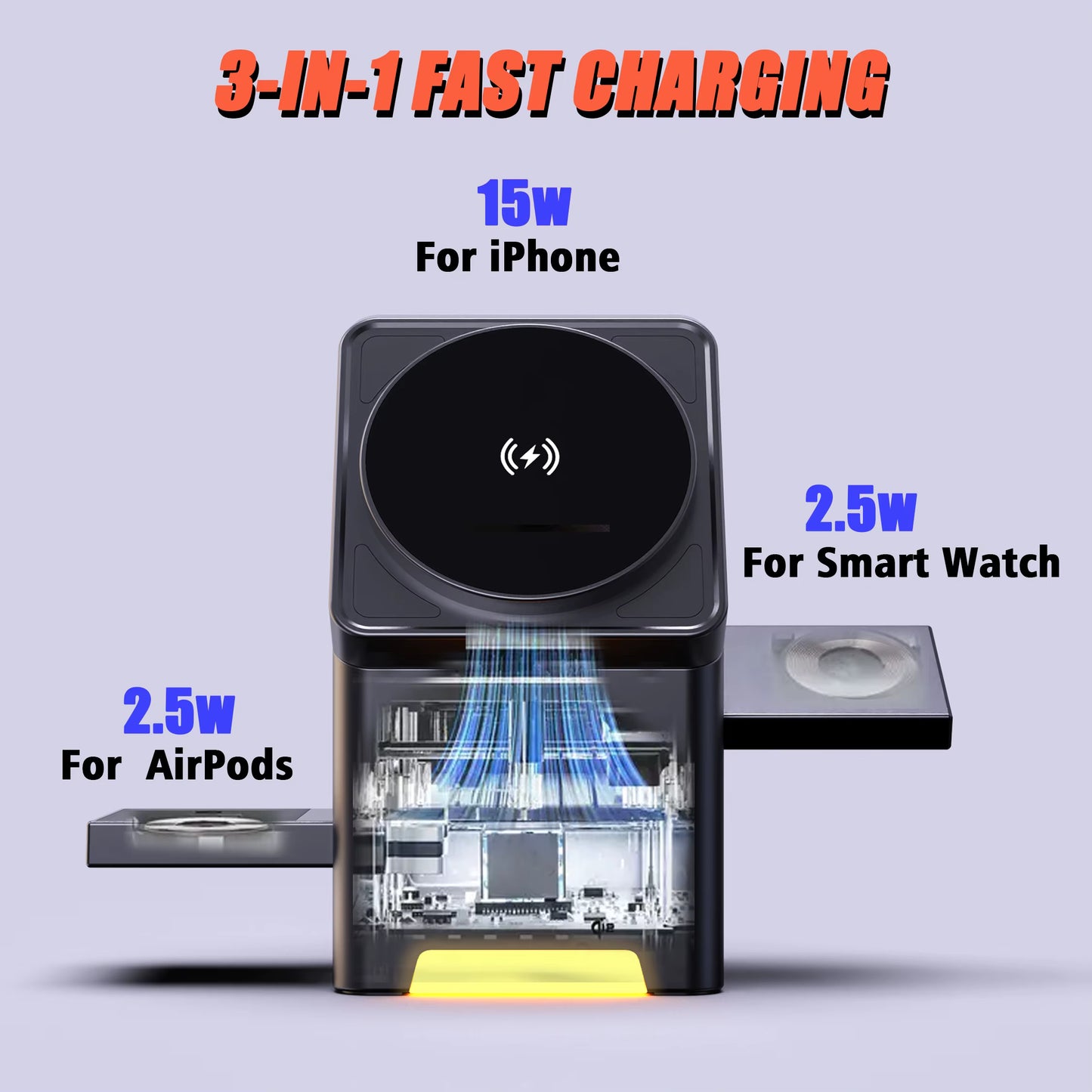 TechMate™ CubeTrick X — 3-in-1 Qi2 Fast Charging Cube